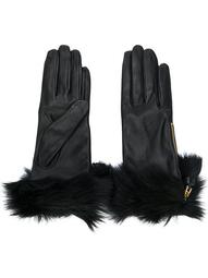 fur trimmed gloves