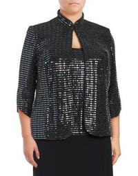 Plus Two-Piece Shimmering Jacket & Camisole Set