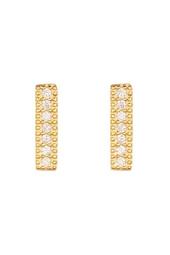 Gold Plated CZ Bar Stud Earrings