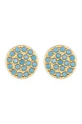Gold Plated Sterling Silver Turquoise Disc Stud Earrings