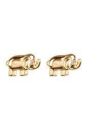 Gold Plated Sterling Silver CZ Elephant Stud Earrings