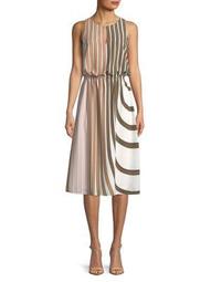 Stripe Midi Blouson Dress