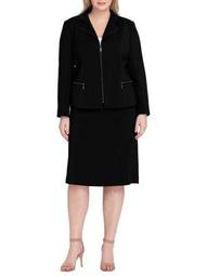 Zippered Jacket and Skirt Suit
