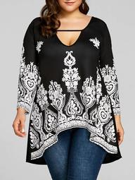 Plus Size Cut Out High Low Hem Tee
