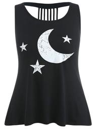 Strappy Back Plus Size Moon Tank Top
