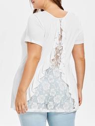 Lace Back Plus Size Short Sleeve T-shirt