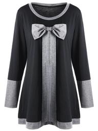 Plus Size Bowknot Embellished Tunic Top
