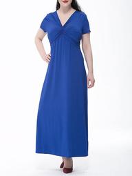 Plus Size Empire Waist Knotted Maxi Plain From Dress