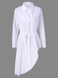 Long Sleeve Casual Plus Size Asymmetrical Shirt