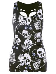 Plus Size Skull Hollow Out Fitted Tank Top