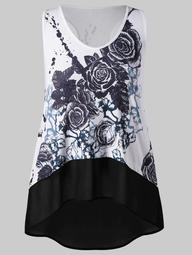 Plus Size Painting High Low Tank Top