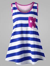 Plus Size Bowknot Embellished American Flag Tank Top