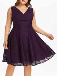 Plus Size Lace Surplice Dress