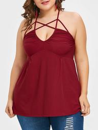 Plus Size Ribbed Halter Tank Top