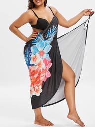 Floral Print Plus Size Convertible Cover Up Dress