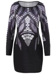 Plus Size Graphic Long Sleeve Tee Dress
