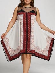 Plus Size Bandana Floral Handkerchief Hem Dress