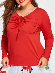 Plus Size Ruched Long Sleeve T-shirt