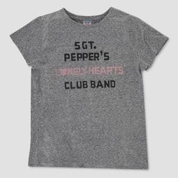 Junk Food Women's Plus The Beatles Sgt. Pepper's Lonely Hearts Club Short Sleeve T-Shirt - Gray
