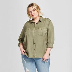 Women's Plus Size Long Sleeve Soft Twill Shirt  - Universal Thread™