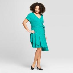 Women's Plus Size Polka Dot Wrap Dress - Ava & Viv™ Green