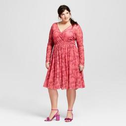 Women's Plus Size Mesh Wrap Dress - Ava & Viv™ Blush Print