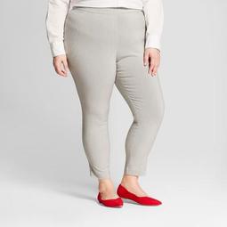 Women's Plus Size Striped Skinny Ankle Pants - Ava & Viv™ Black