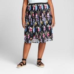 Women's Plus Size Textured Mesh Midi Skirt - Ava & Viv™ Black