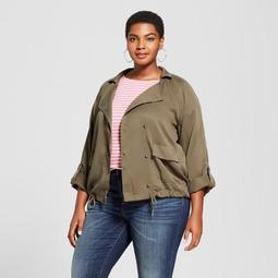 Women's Plus Size Drapey Military Jacket - Ava & Viv™ Green