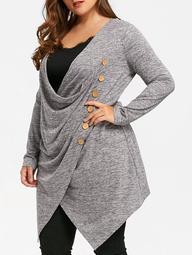 Plus Size Crossover Marled Tunic Top