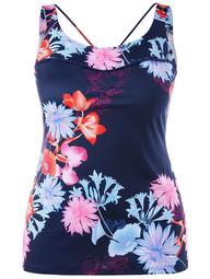 Plus Size Cut Out Flowered Tank Top