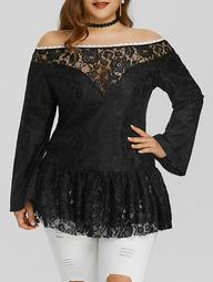 Plus Size Off The Shoulder Lace Tee