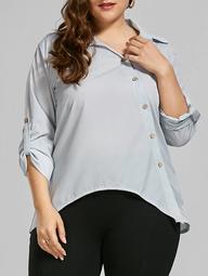 Button Up Long Sleeve Plus Size Shirt