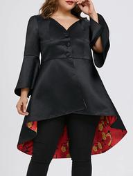 High Low Lace Up Plus Size Skirted Coat