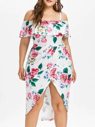 Plus Size Hawaiian Foldover Overlap Dress