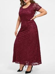Plus Size Lace Maxi Party Gown Dress
