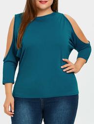 Dolman Sleeve Plus Size Open Shoulder T-shirt