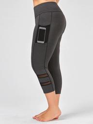 Plus Size High Waist Fitness Leggings with Mesh Panel