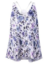 Plus Size Floral Pleated Strappy Tank Top