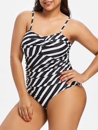 Plus Size Striped Twisted Swimsuit