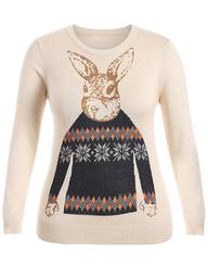 Rabbit Pattern Cute Plus Size Sweater