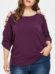 Cut Out Sleeve Plus Size T-shirt