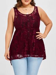 Plus Size Sheer Tank Top with Camisole