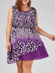 Plus Size Sleeveless Leopard Print Dress
