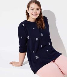 LOFT Plus Floral Embroidered Swing Sweatshirt