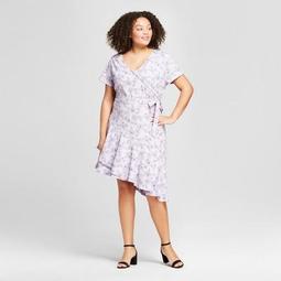 Women's Plus Size Floral Print Wrap Dress - Ava & Viv™ Lavender
