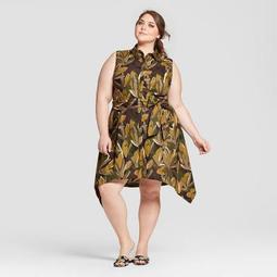 Women's Plus Size Sleeveless Asymmetric Hem Shirt Dress - Who What Wear™