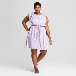 Women's Plus Size Floral Print Tie Sleeve Dress - Ava & Viv™ Lilac