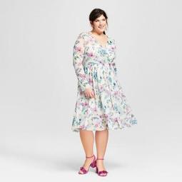 Women's Plus Size Mesh Wrap Dress - Ava & Viv™ Multi Floral