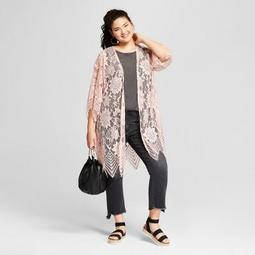 Women's Plus Size Lace Kimono - Xhilaration™ Light Pink